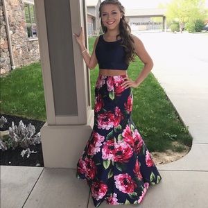 Floral two-piece prom dress